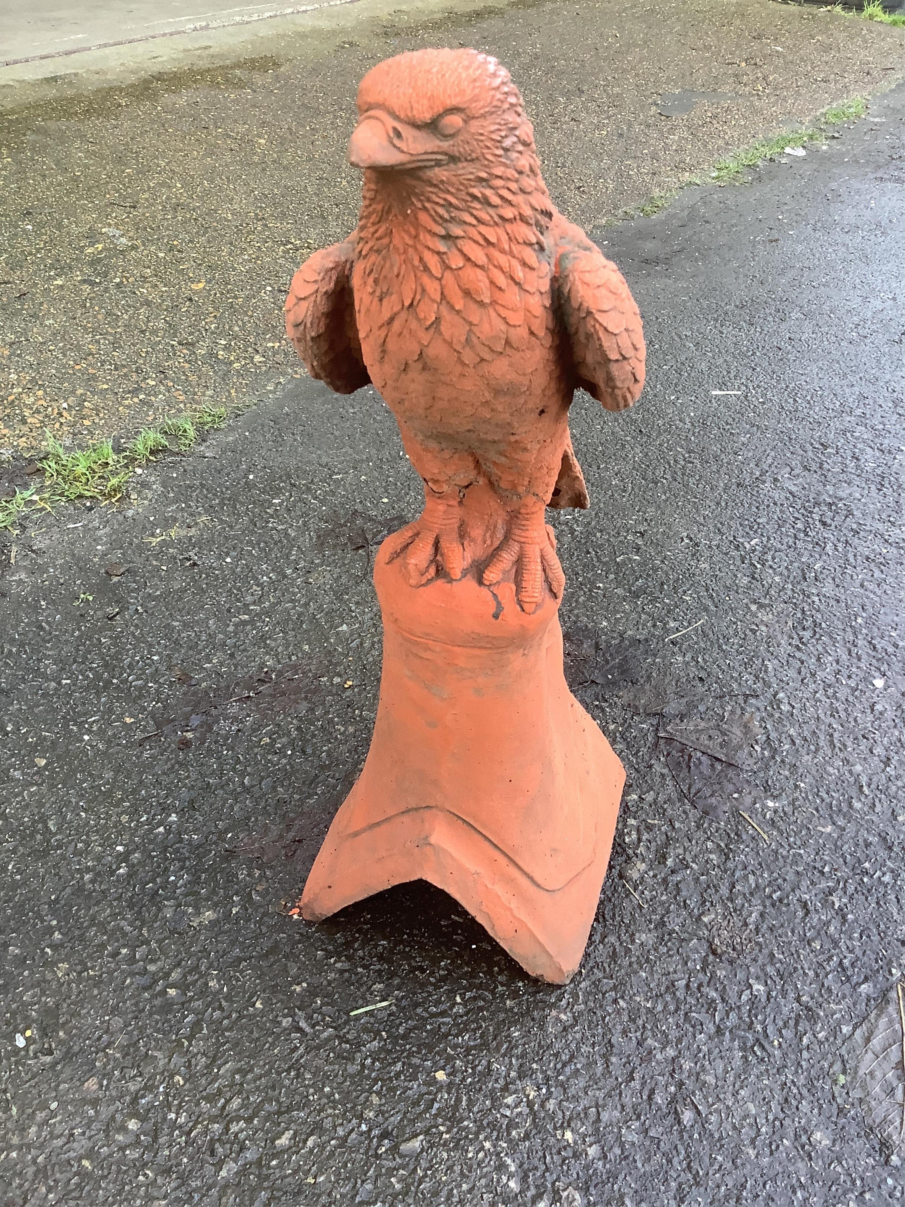 Three terracotta ridge tiles. Condition - largest height 52cm. Condition - fair to good